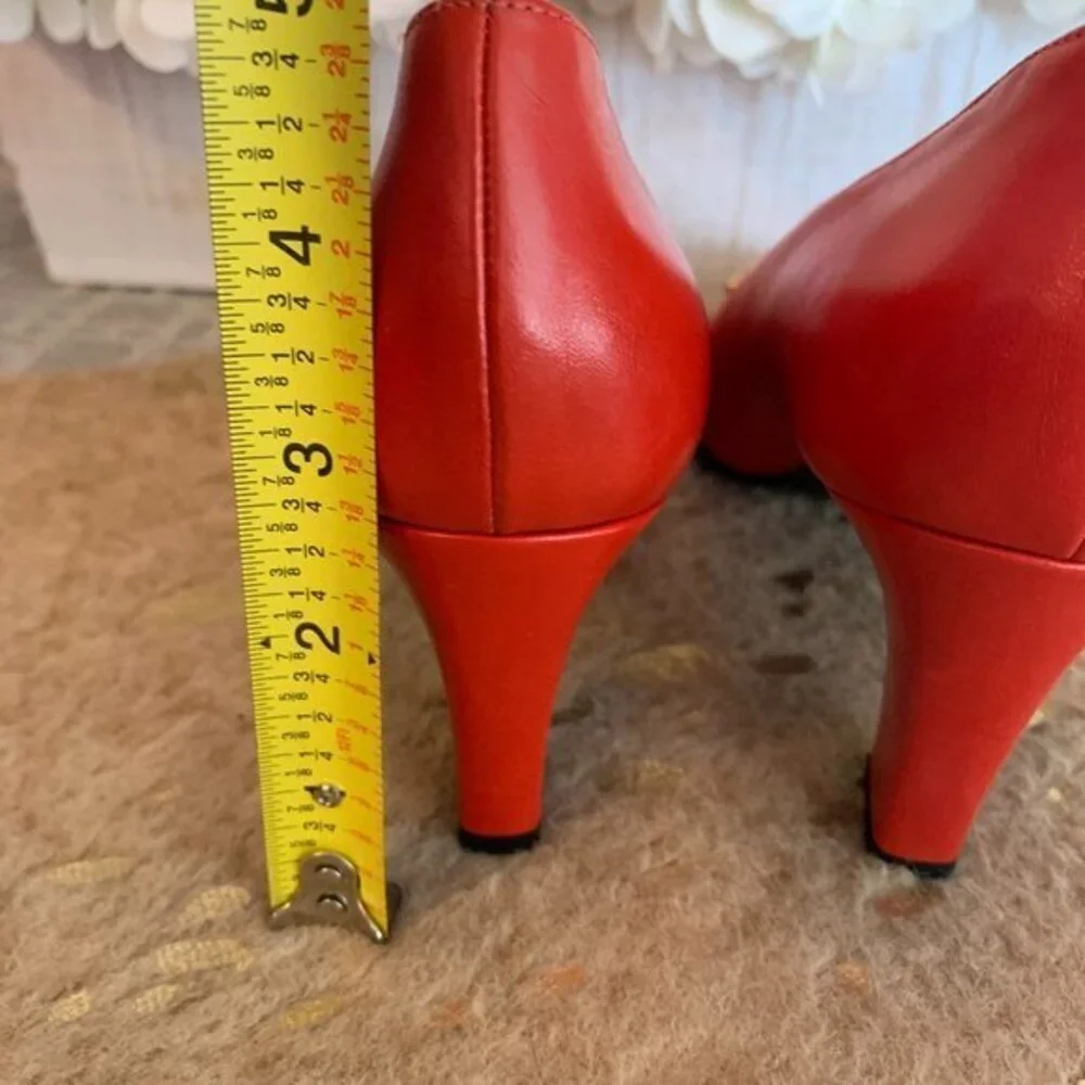 Vintage 90's ESCADA Studded Red Leather Pumps